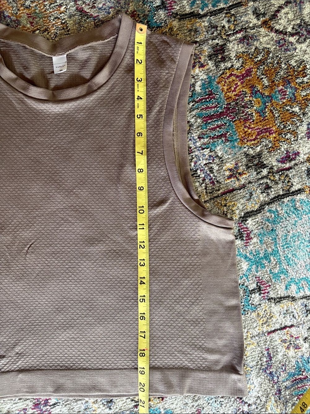 Varley Taupe Textured Muscle Tank Top - Picture 5 of 7
